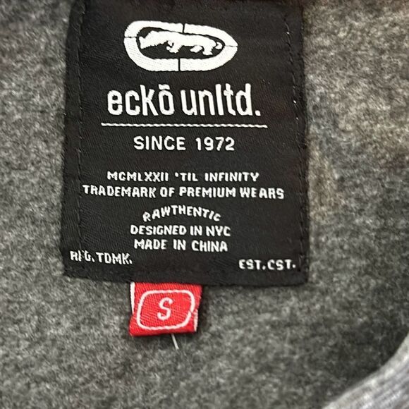 Ecko Unltd Mens Gray Black Sweatshirt size small S Crewneck - Picture 5 of 7